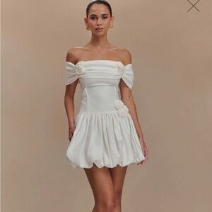 Meshki Off-Shoulder White Mini Dress
